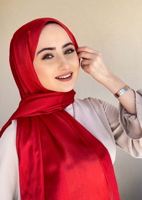 Kırmızı Janjan Şifon Şal
