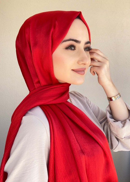 Kırmızı Janjan Şifon Şal