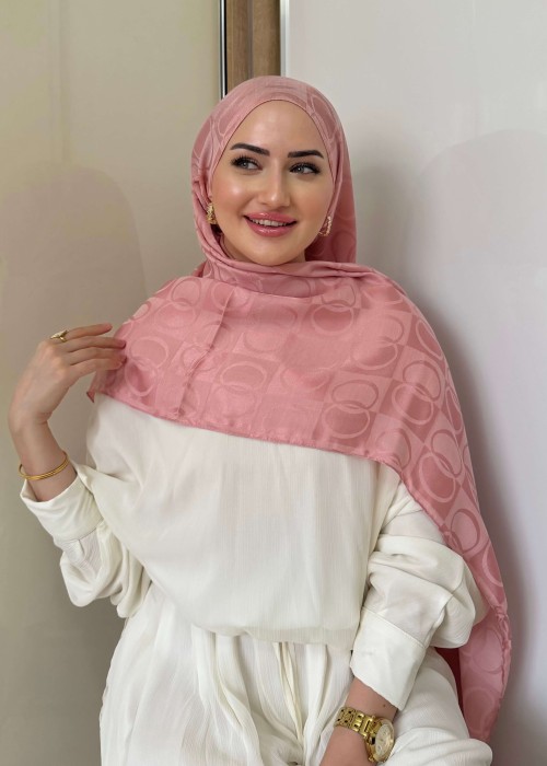 Pembe Halka Desen Şal