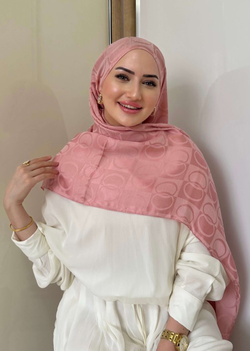 Pembe Halka Desen Şal