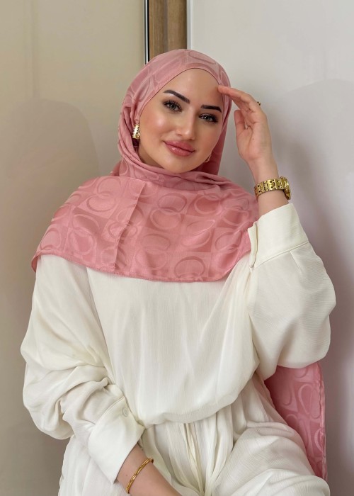 Pembe Halka Desen Şal