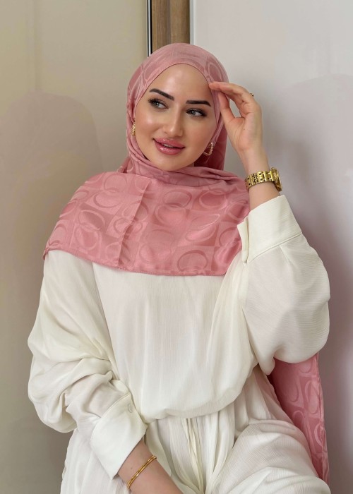 Pembe Halka Desen Şal