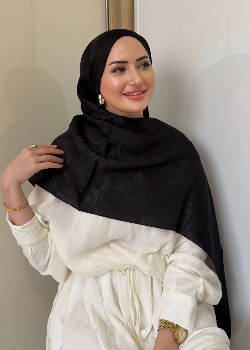 Siyah Halka Desen Şal
